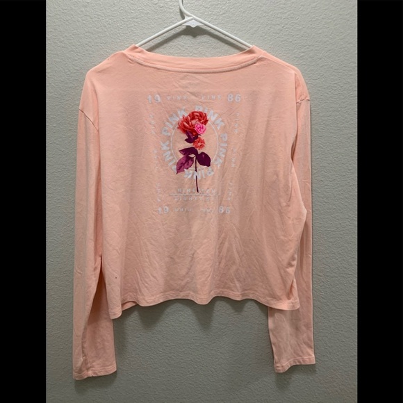 Pink Victoria’s Secret crop top long sleeve - Picture 2 of 2